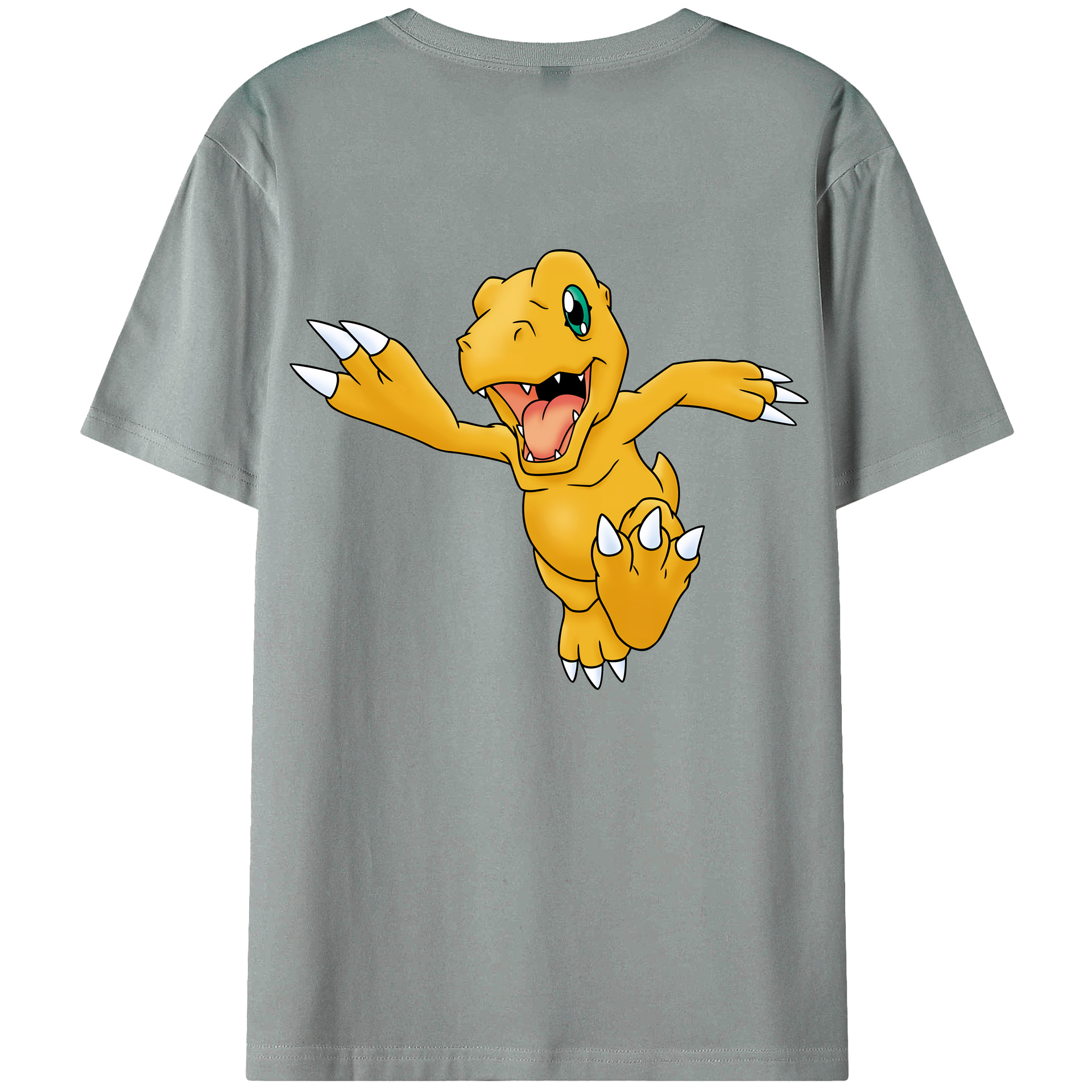（画像用） Digimon デジタルモンスター/デジモン 綿100％ メンズ半袖Tシャツ（バックプリント） 通気性